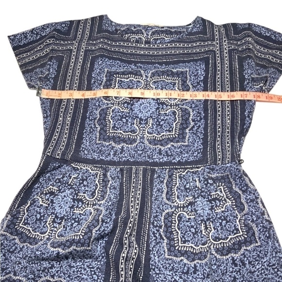 WHITE STUFF Blue Tile Indian Summer Dress  Poly / Linen Blend (No Belt) US Sz 6 - Picture 6 of 13